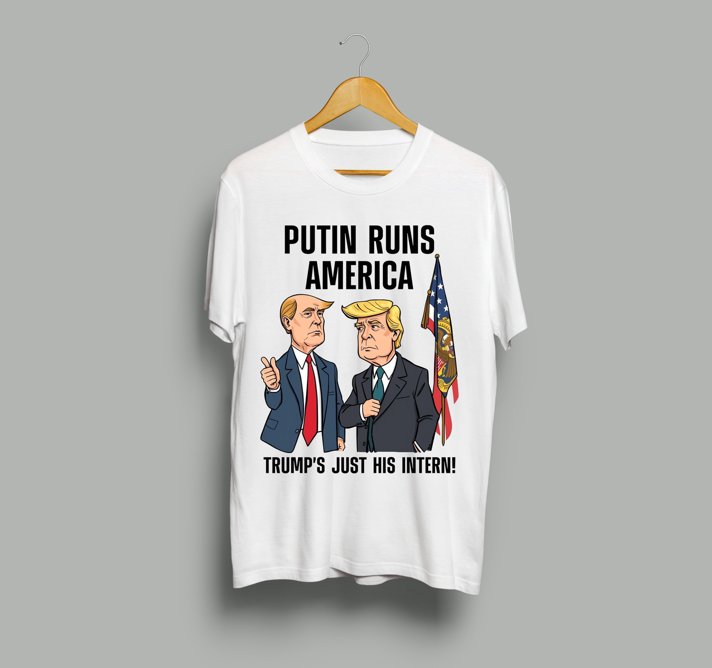 Putin Runs America Funny Political T-Shirt – Trump Parody, Satirical Anti-Trump Tee